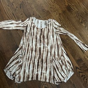 Mitoshop brown and white tie dye tunic